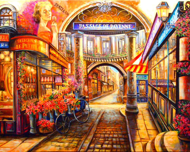 French Alleyway Scene — Orange