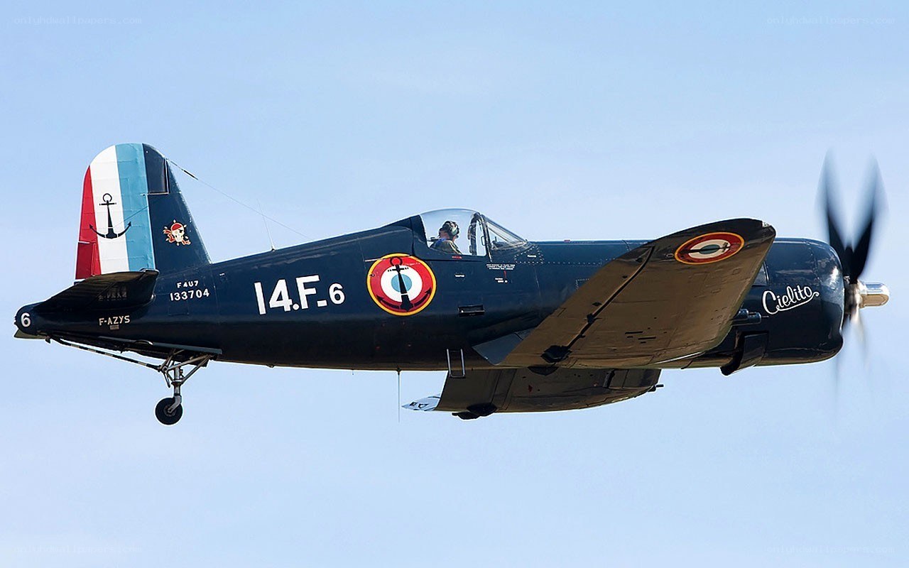 French Corsair in flight