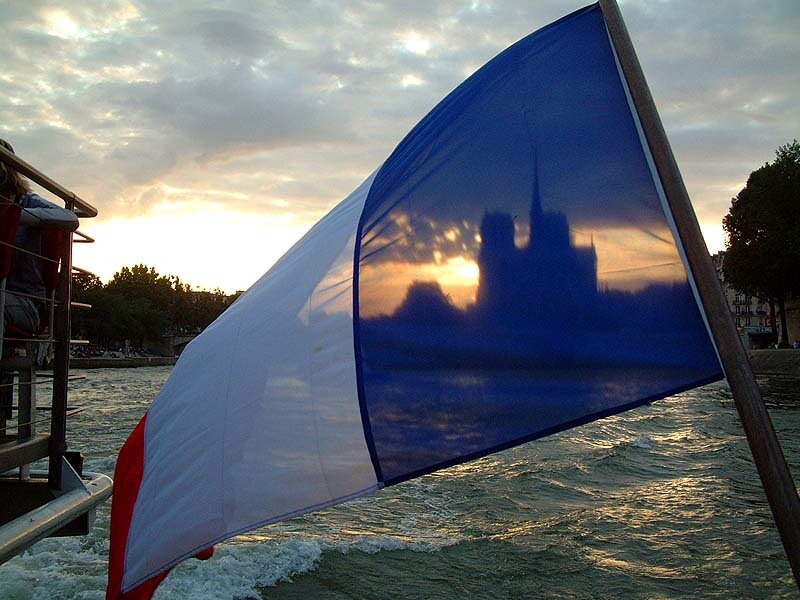 French flag on a river boat