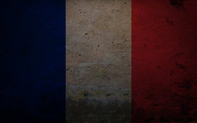 French flag on textured wall