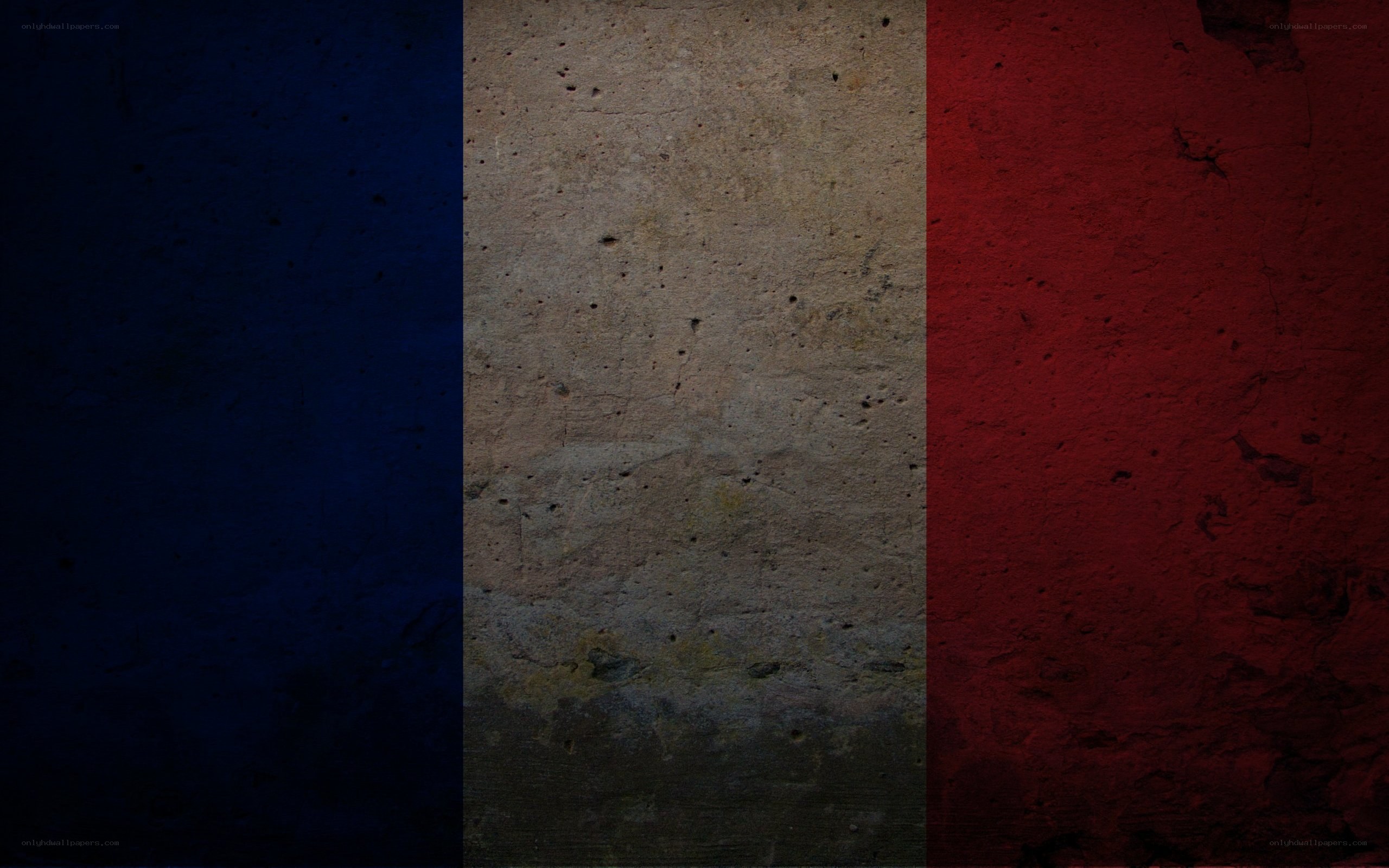French flag on textured wall