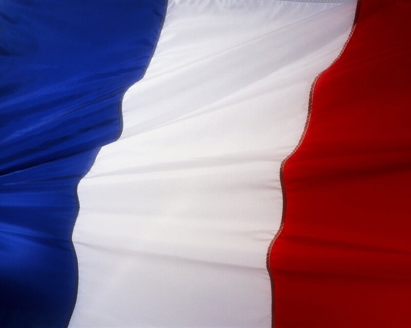 French flag waving in wind