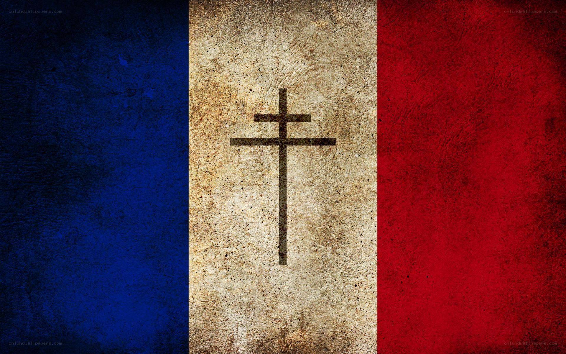 French flag with cross symbol
