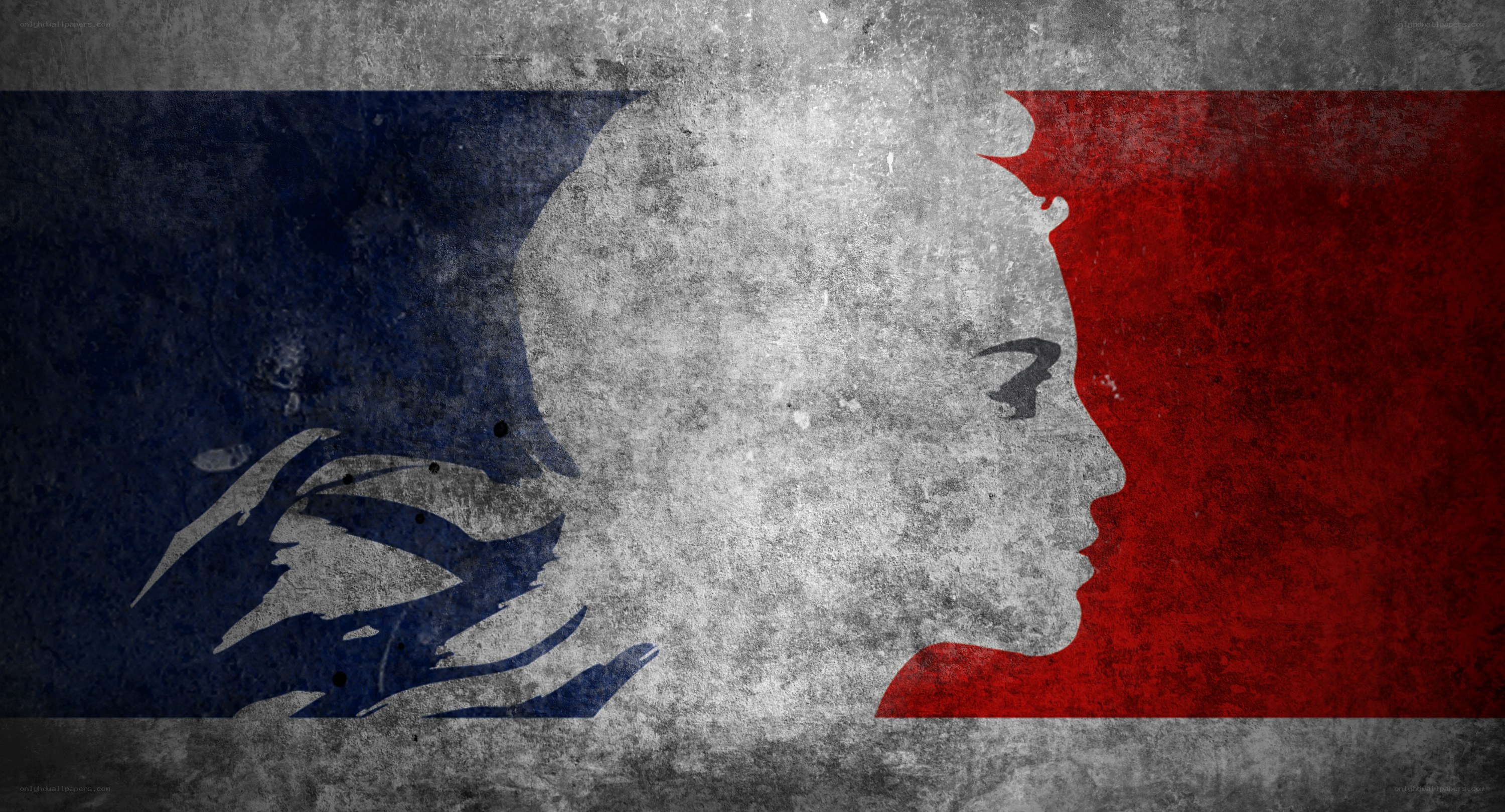 French flag with profile silhouette