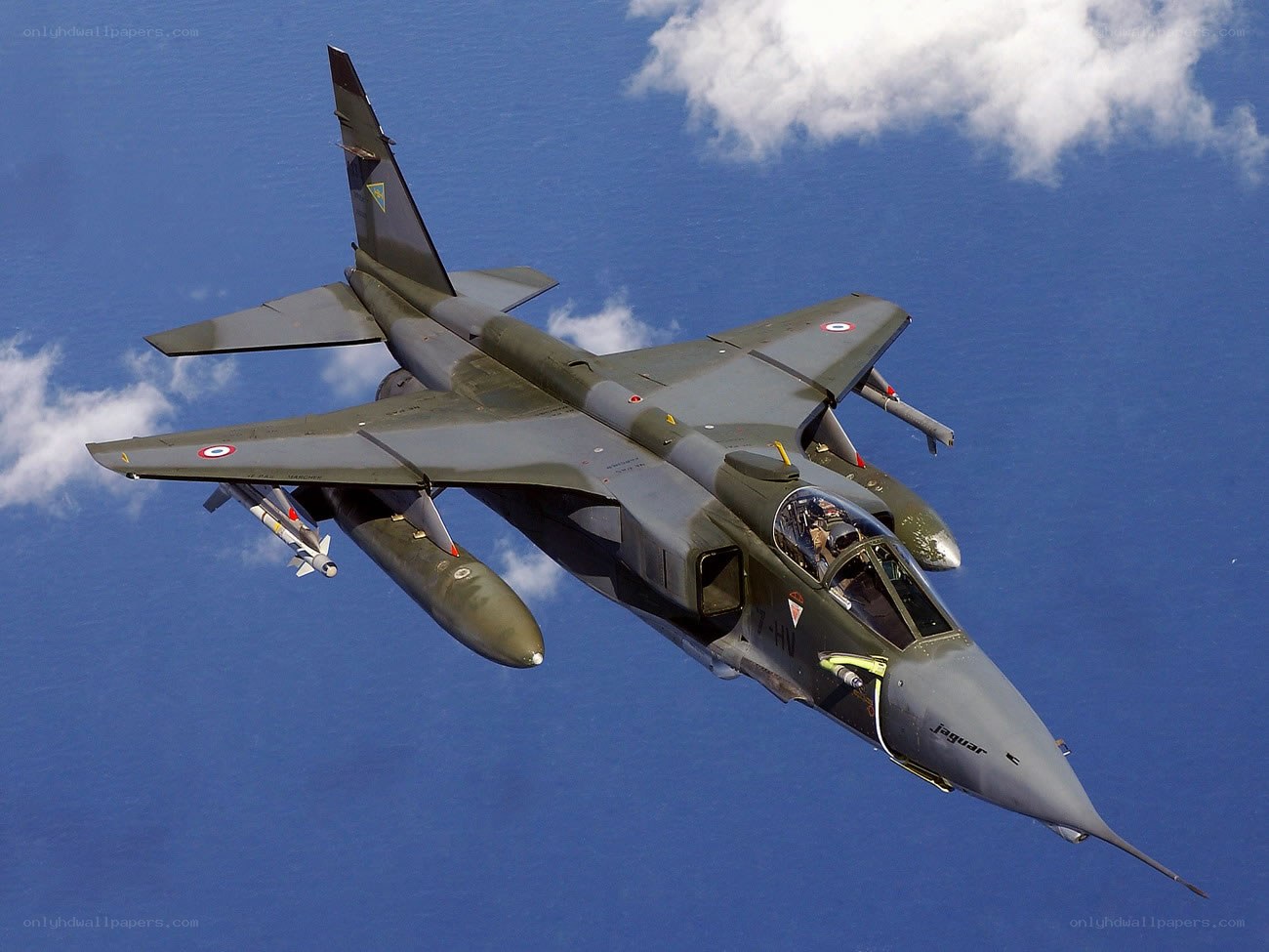 French Jaguar fighter jet in flight