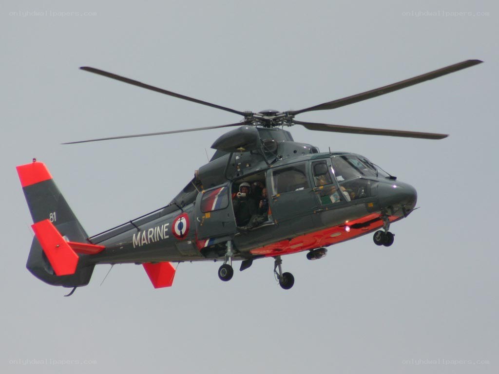 French Marine helicopter in flight