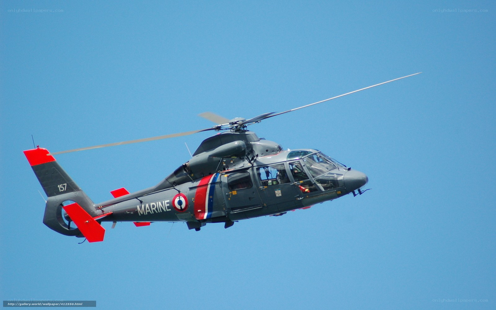 French Marine helicopter in flight