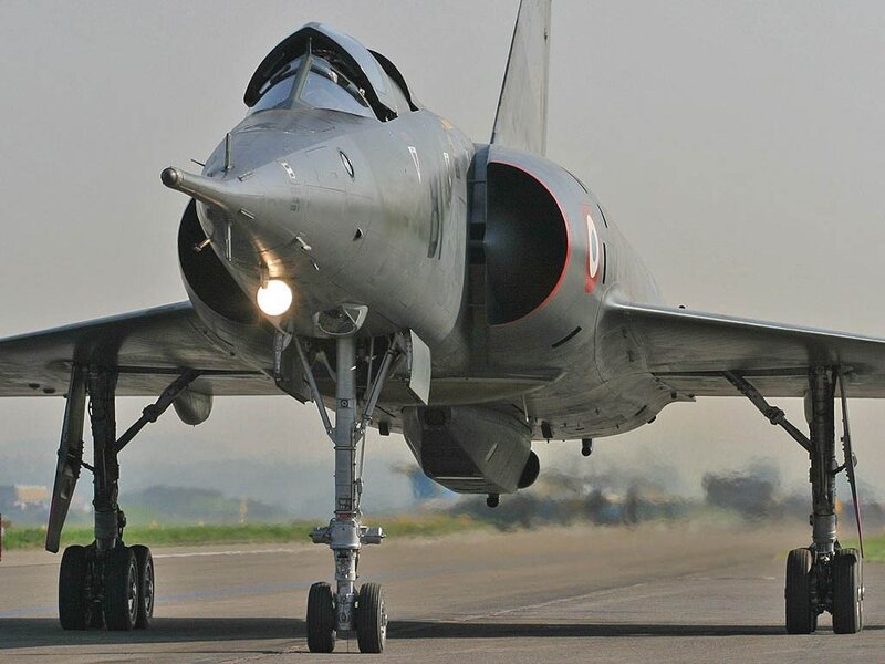 French Mirage fighter jet on runway