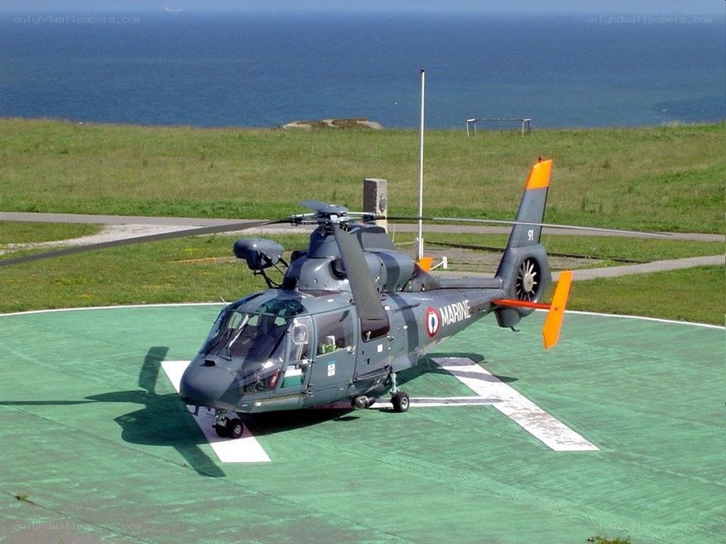 French Navy helicopter on helipad
