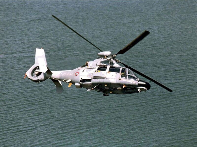 French Navy helicopter over water