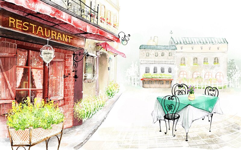 French restaurant street scene