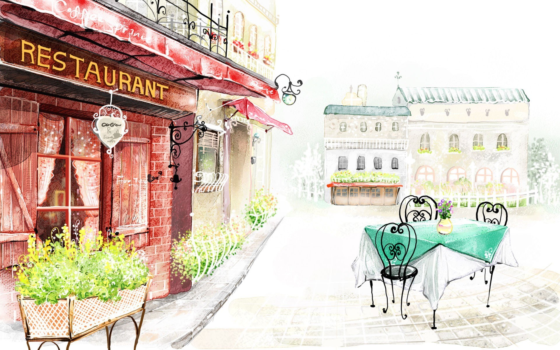 French restaurant street scene