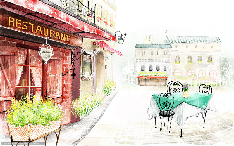 French restaurant street scene