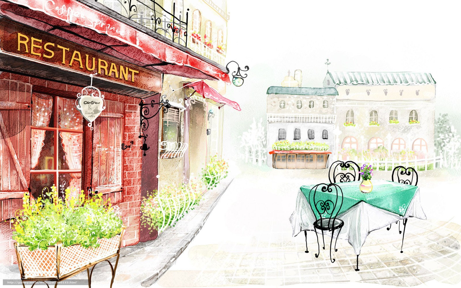 French restaurant street scene