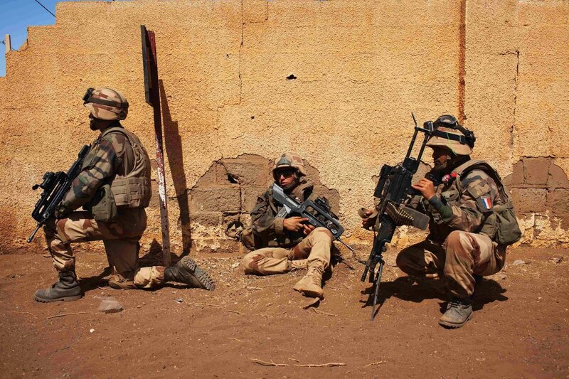 French soldiers in combat position