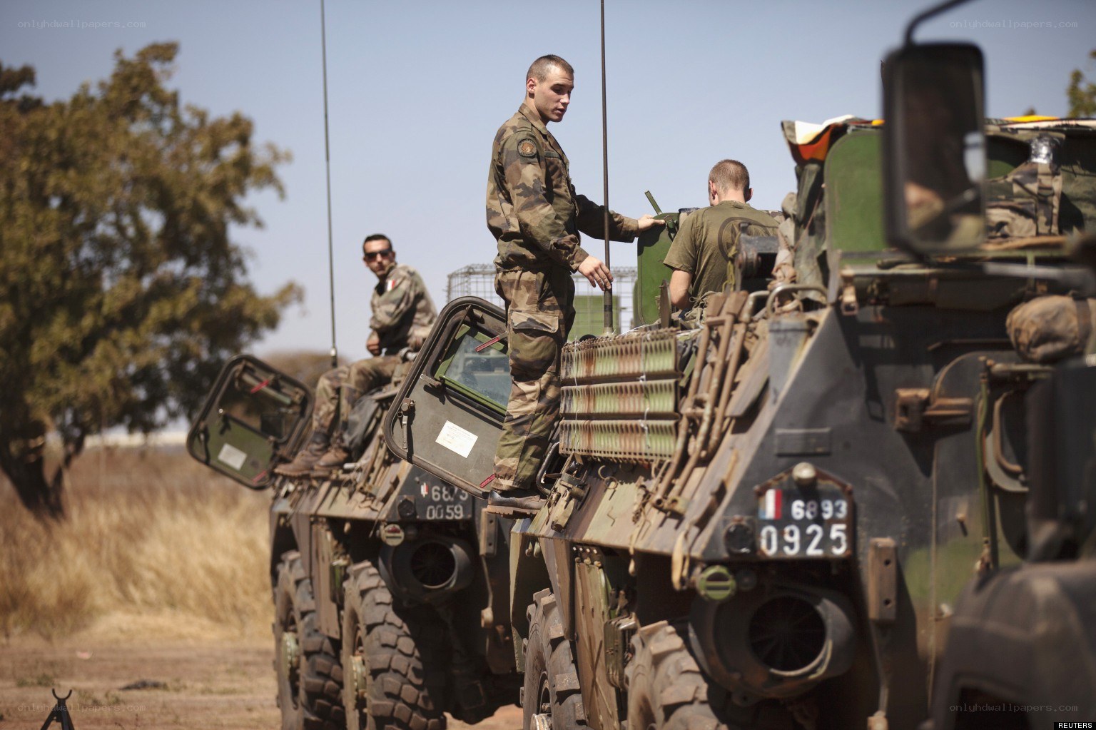 French soldiers on armored vehicles