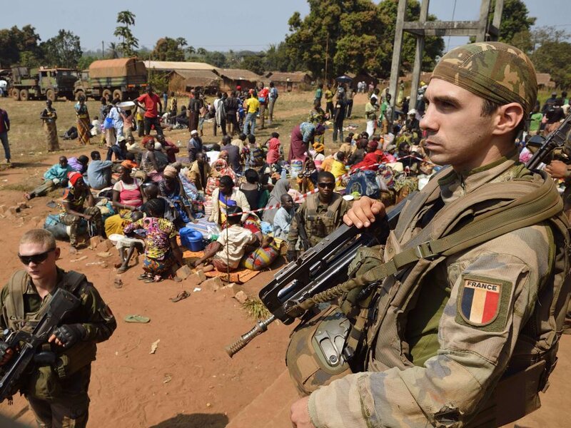 French Soldiers with Refugees