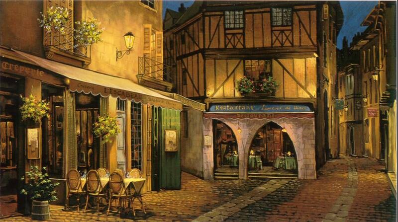 French Street Cafe at Night