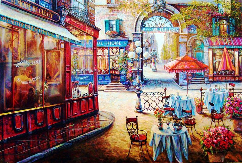 French Street Cafe — Red, Serene