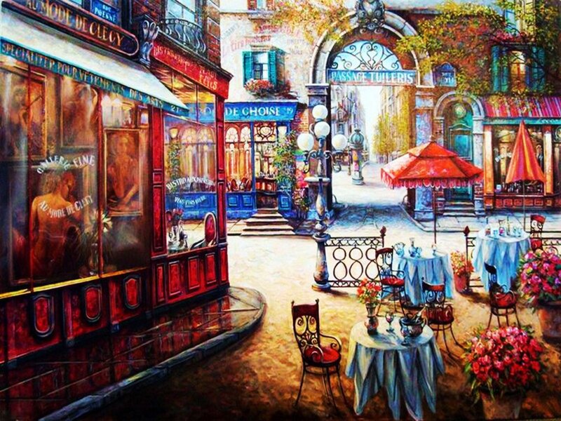 French Street Cafe — Red, Vibrant