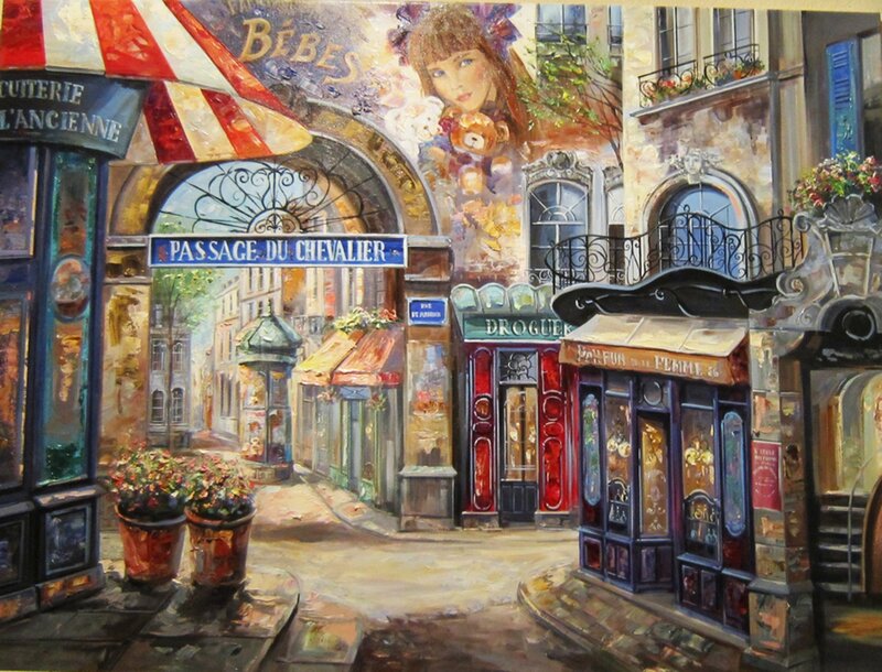 French Street Scene — Blue, Vibrant, Afternoon