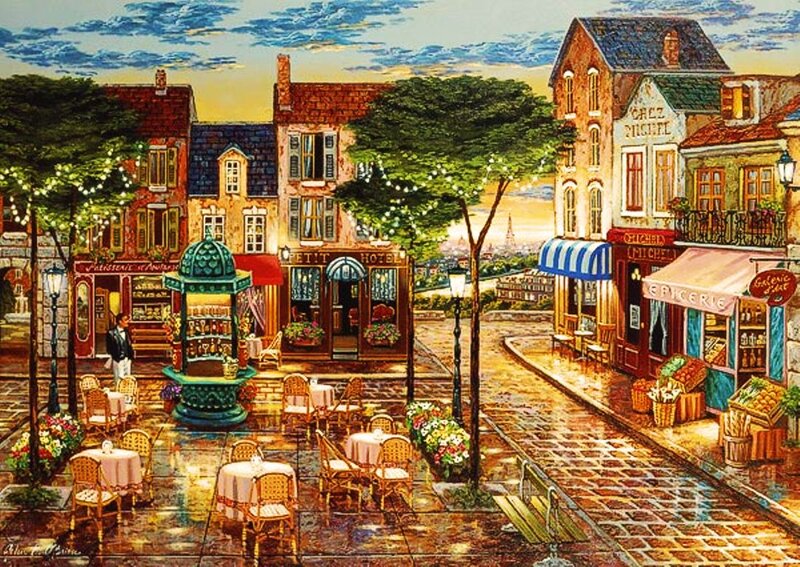 French Street Scene — Brown