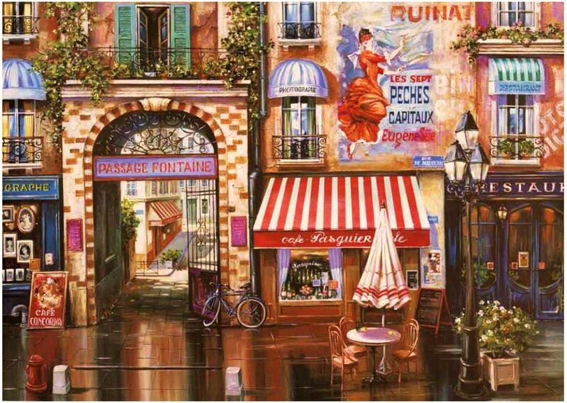 French Street Scene — Red, Serene