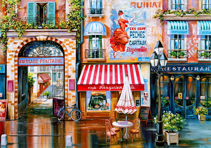 French Street Scene — Red, Vibrant