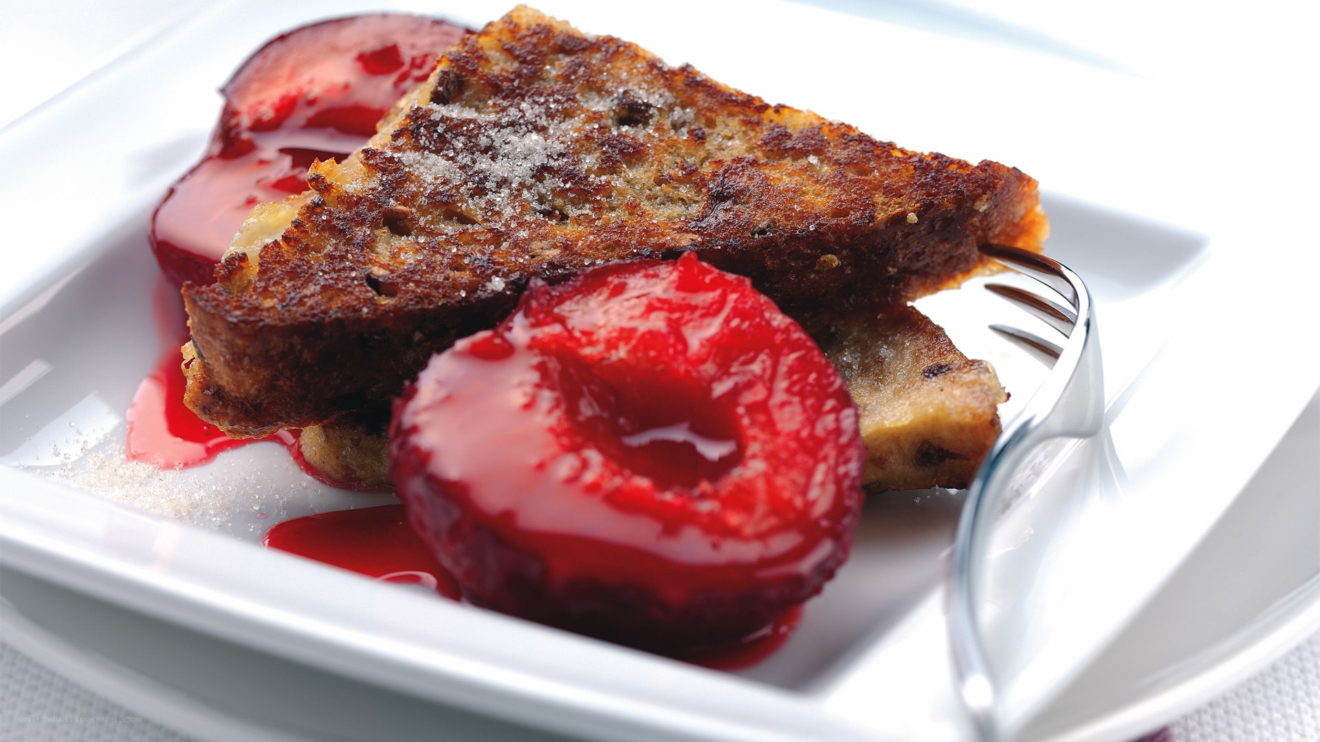 French toast with plum compote