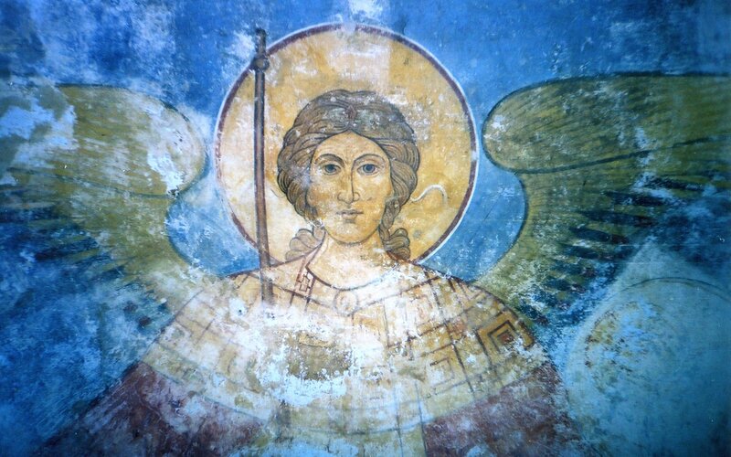 fresco of an angel