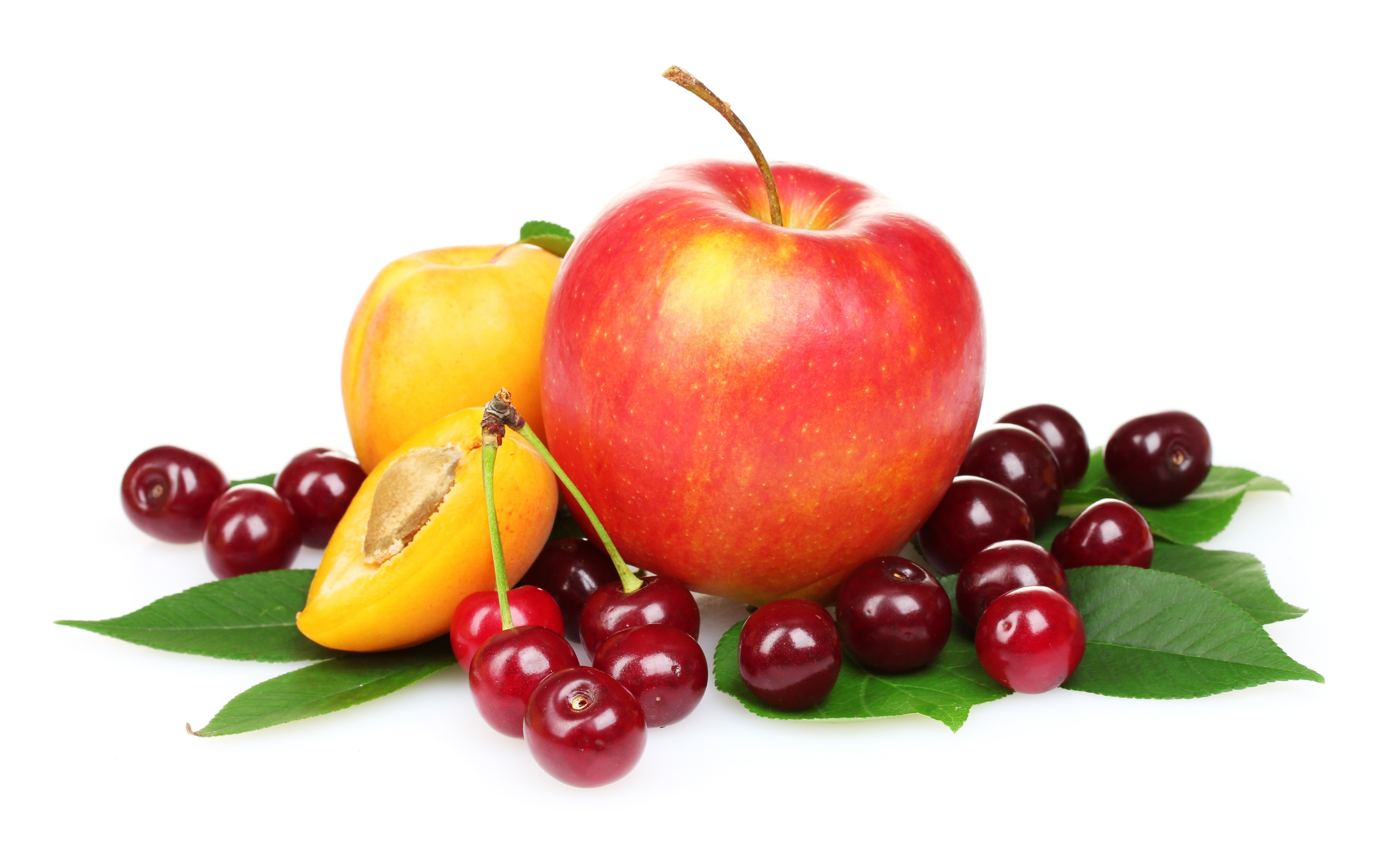 Fresh apples and cherries