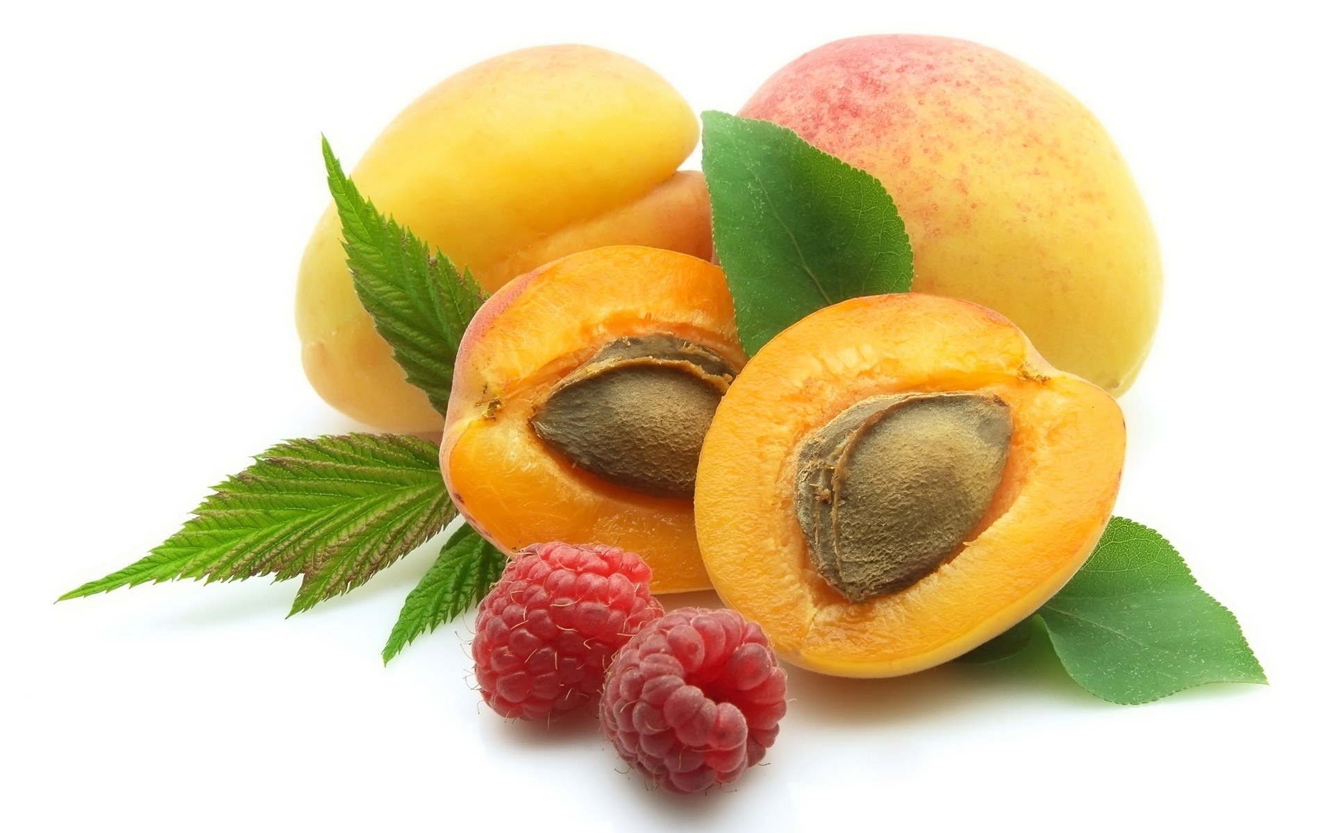 fresh apricots and raspberries