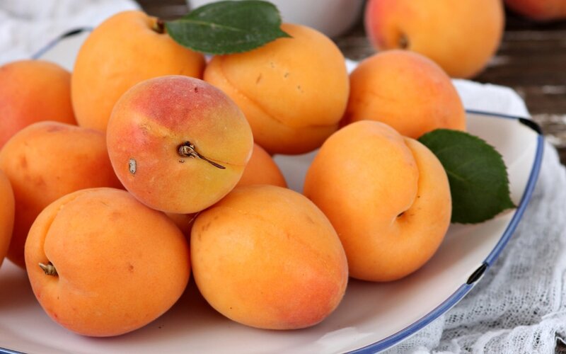 Fresh apricots on a plate