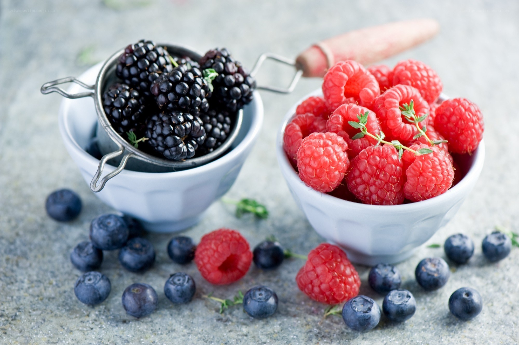 Fresh berries in bowls