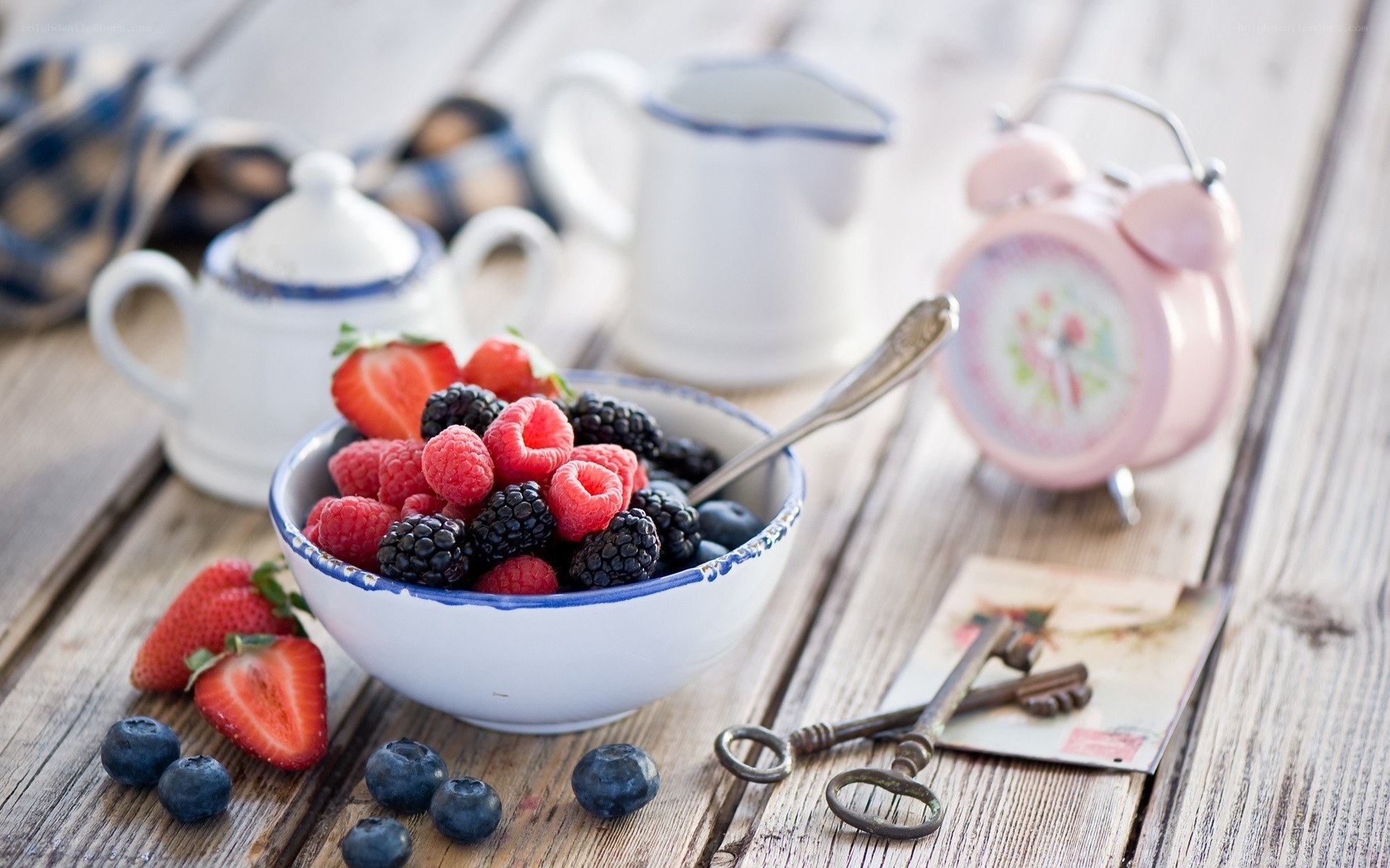 Fresh berries on wooden table
