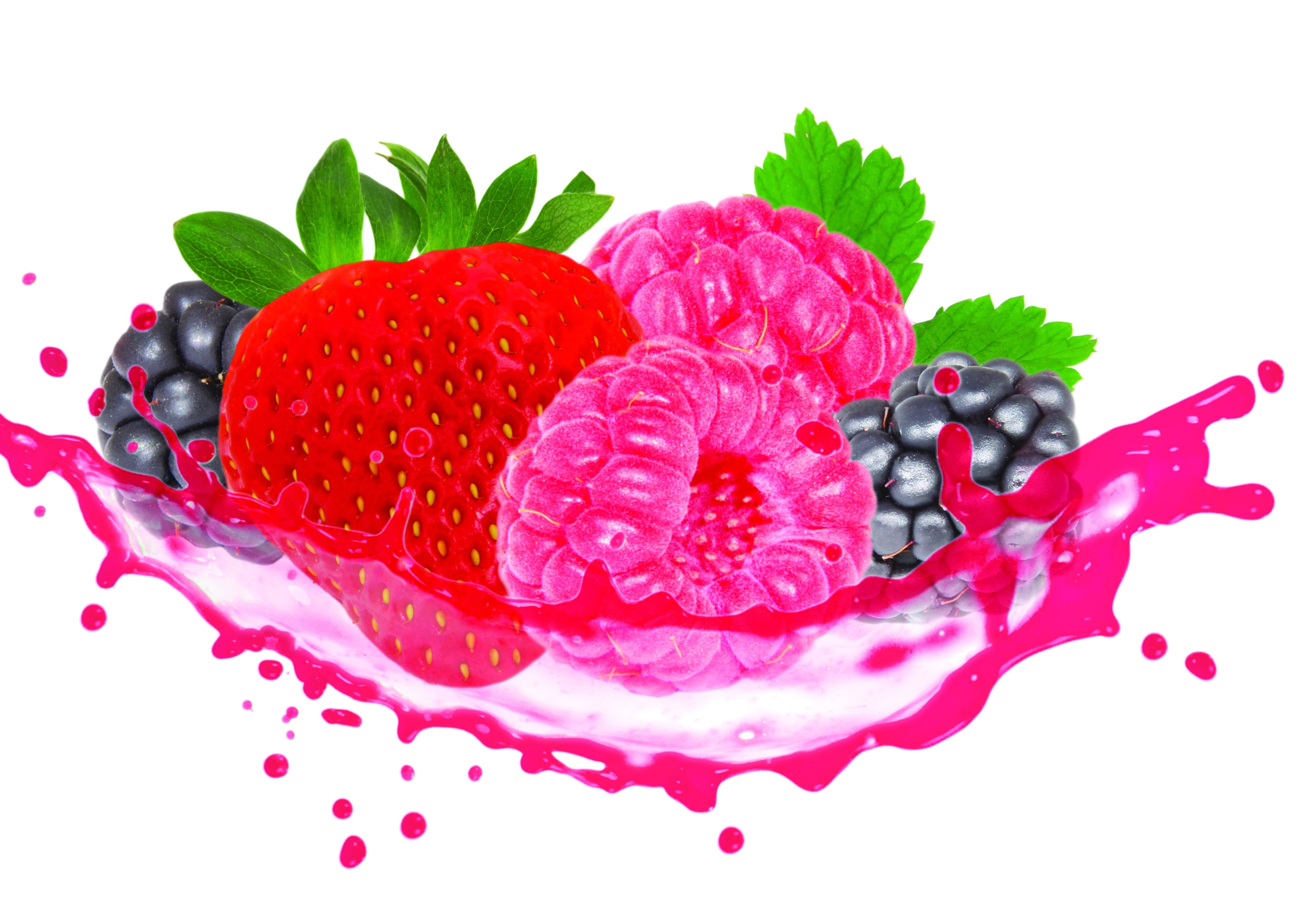 fresh berries splashing in juice