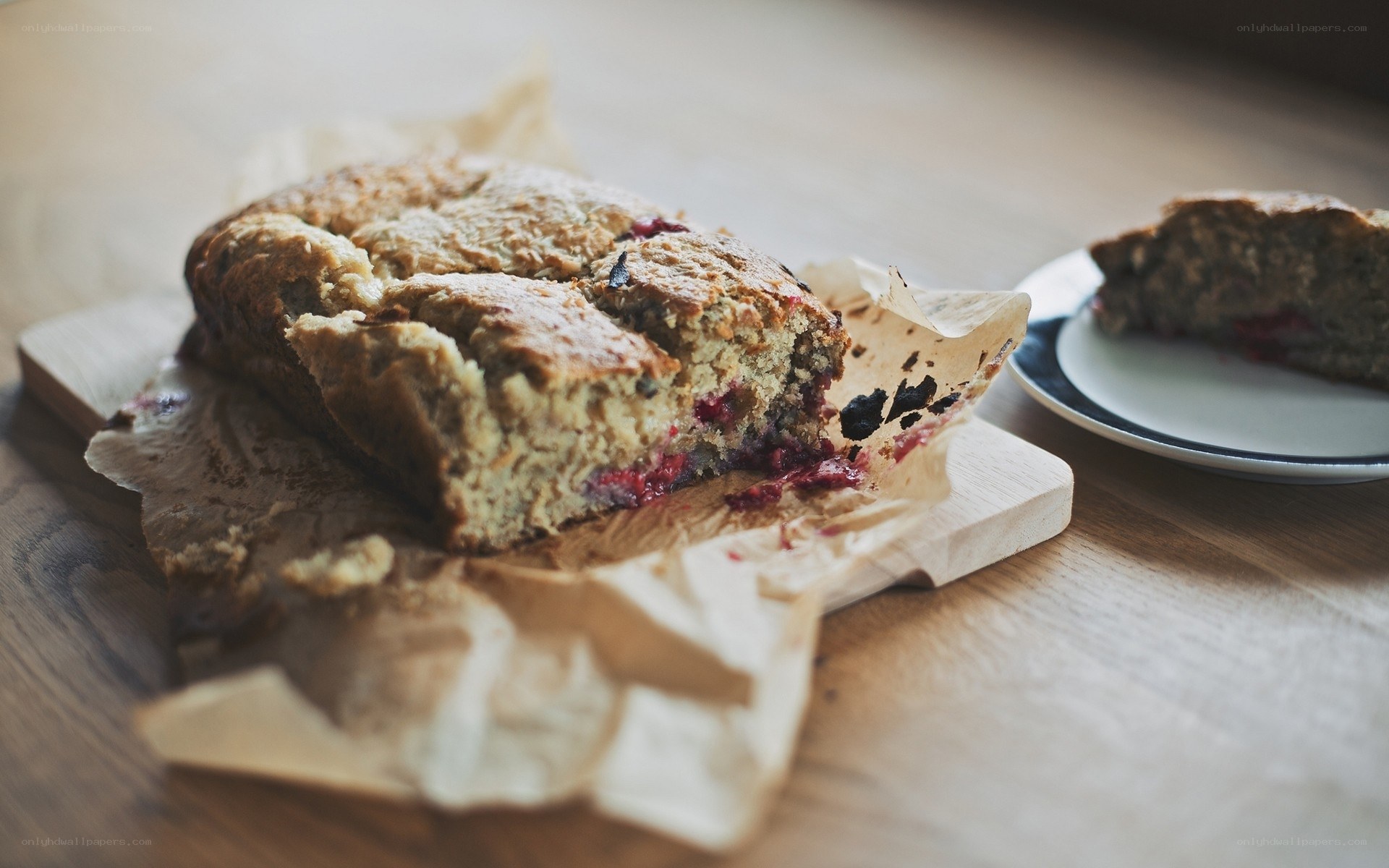 Fresh berry bread on a cutting board
