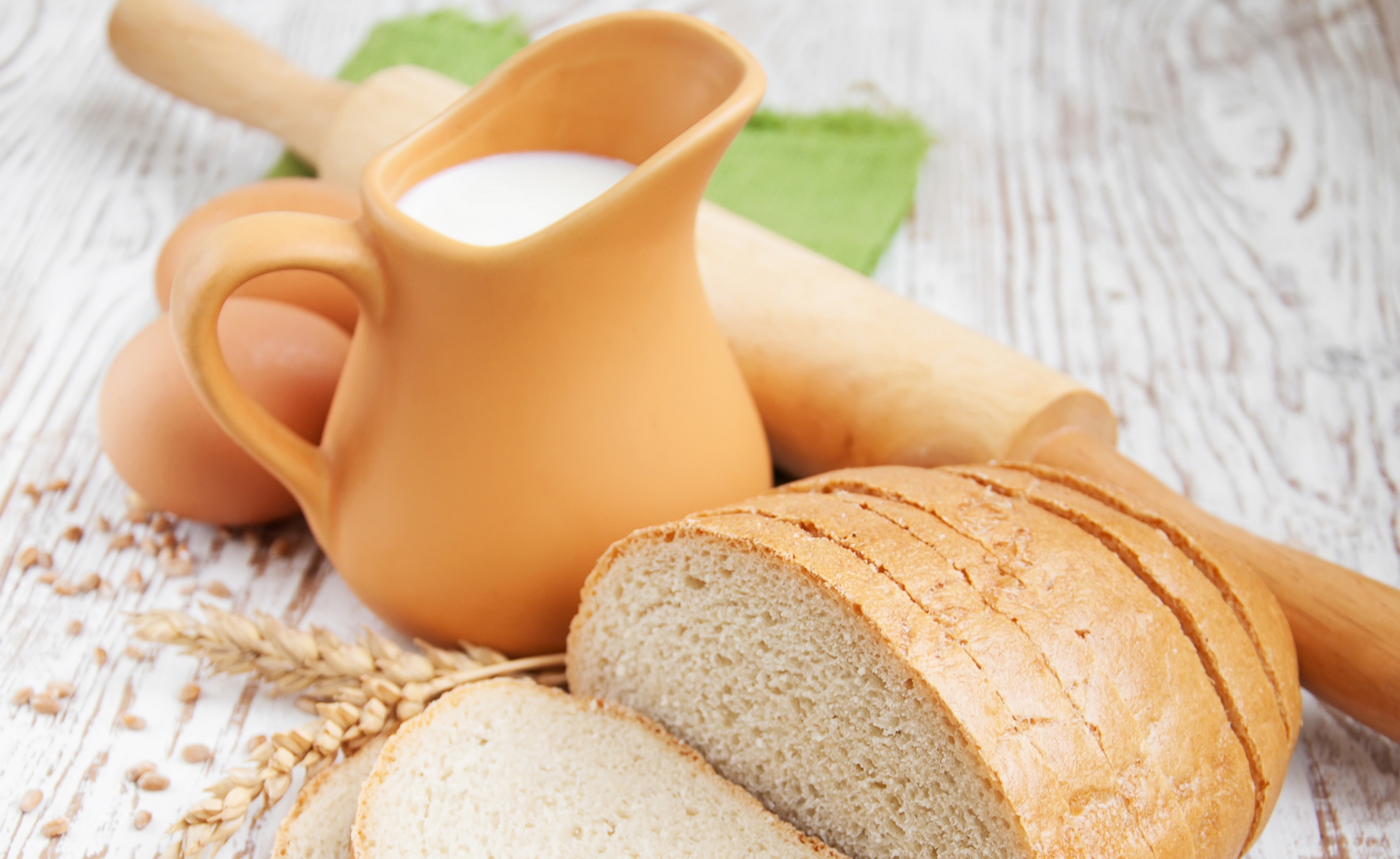 Fresh bread and baking ingredients