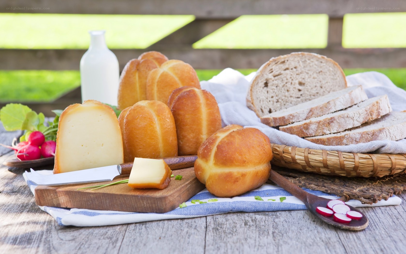 Fresh bread and cheese platter
