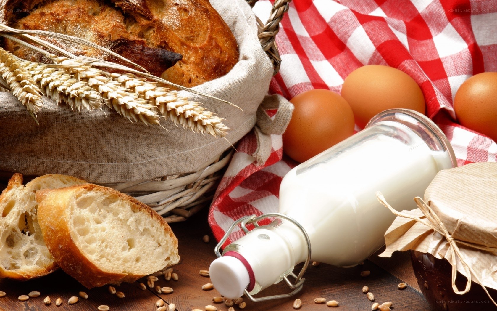 Fresh bread and dairy ingredients