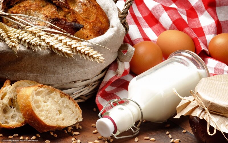 Fresh bread and dairy products