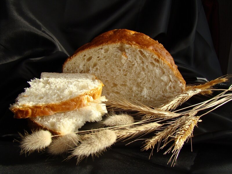 Fresh bread with wheat stalks