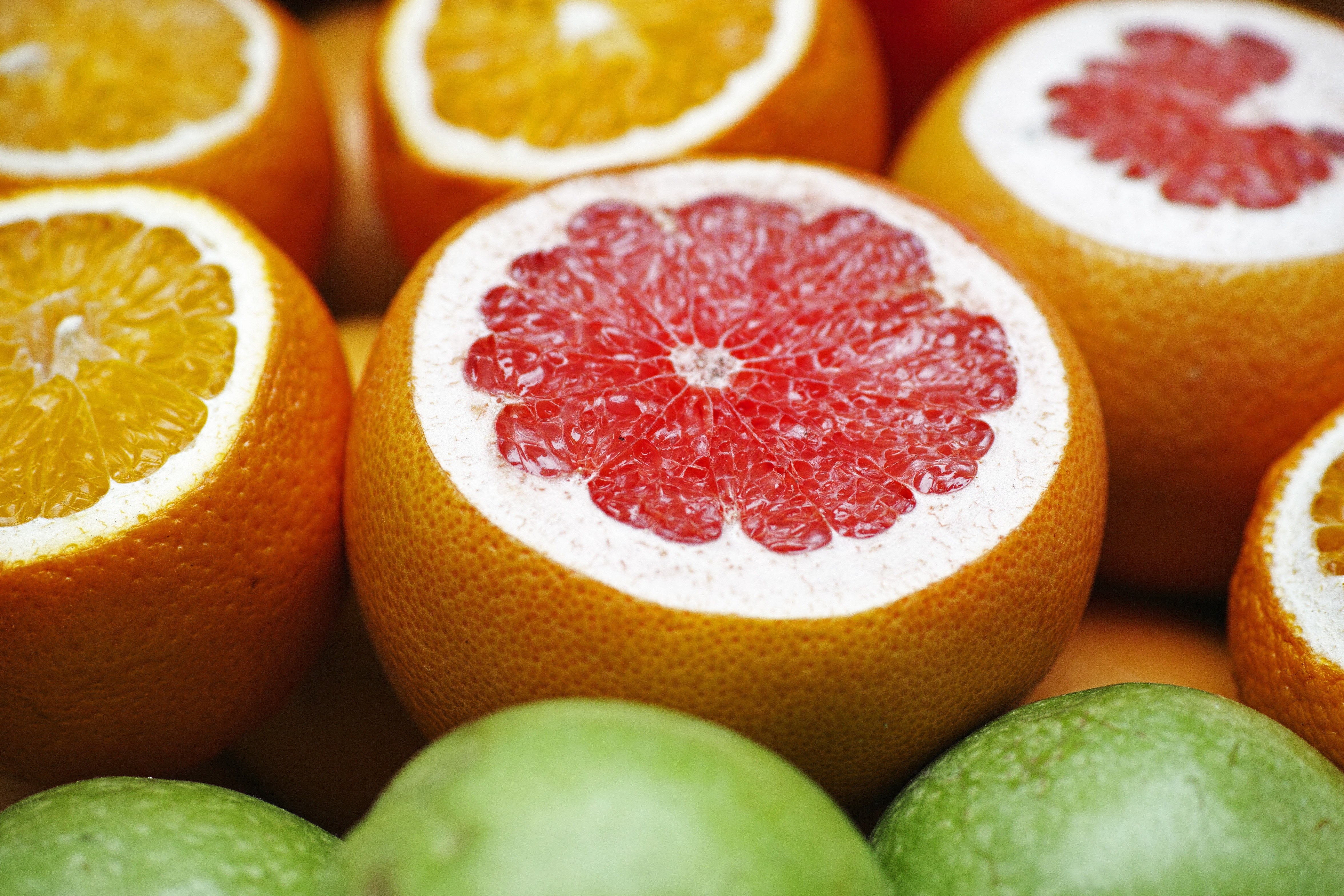 Fresh citrus fruits close-up