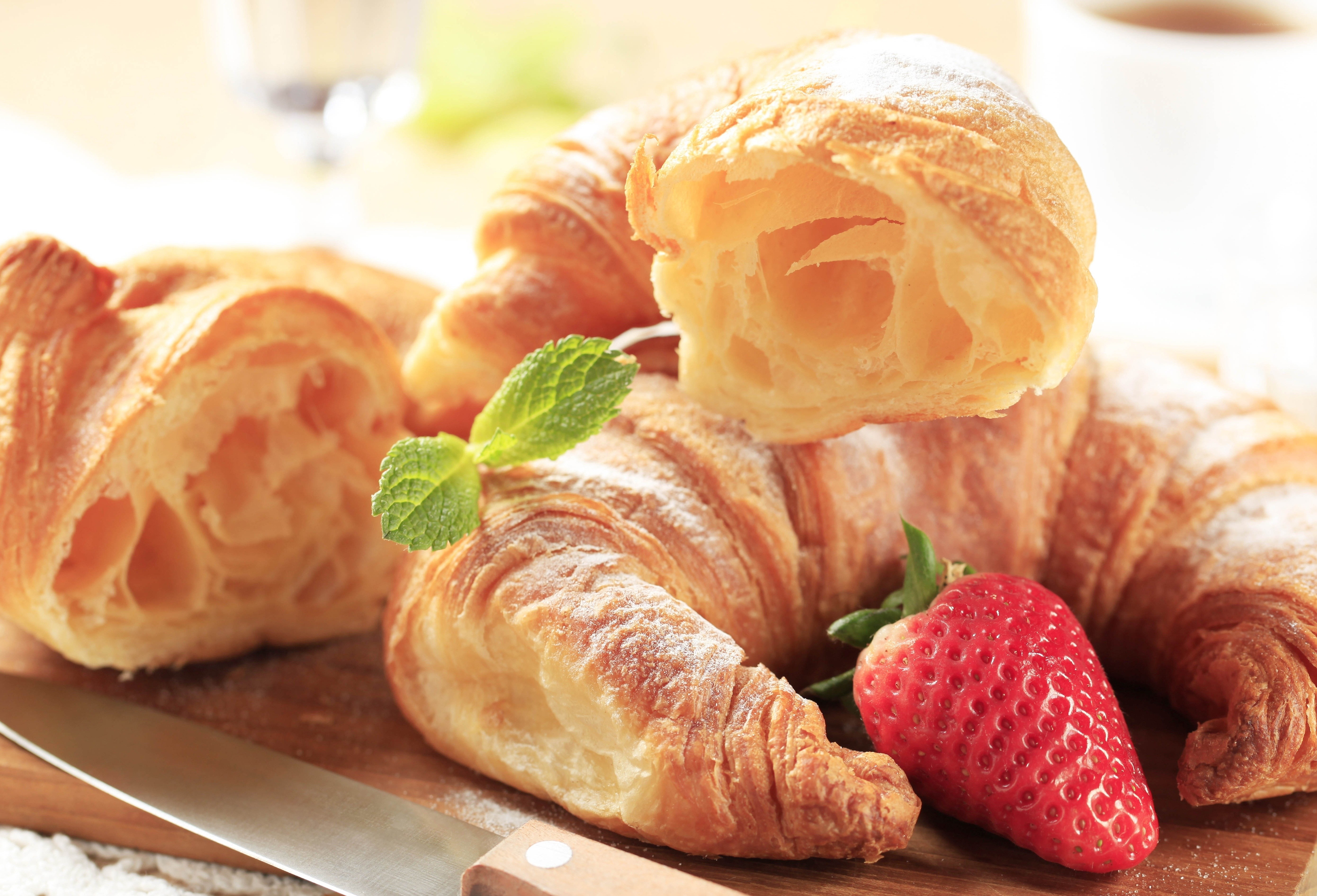 Fresh croissants with strawberry