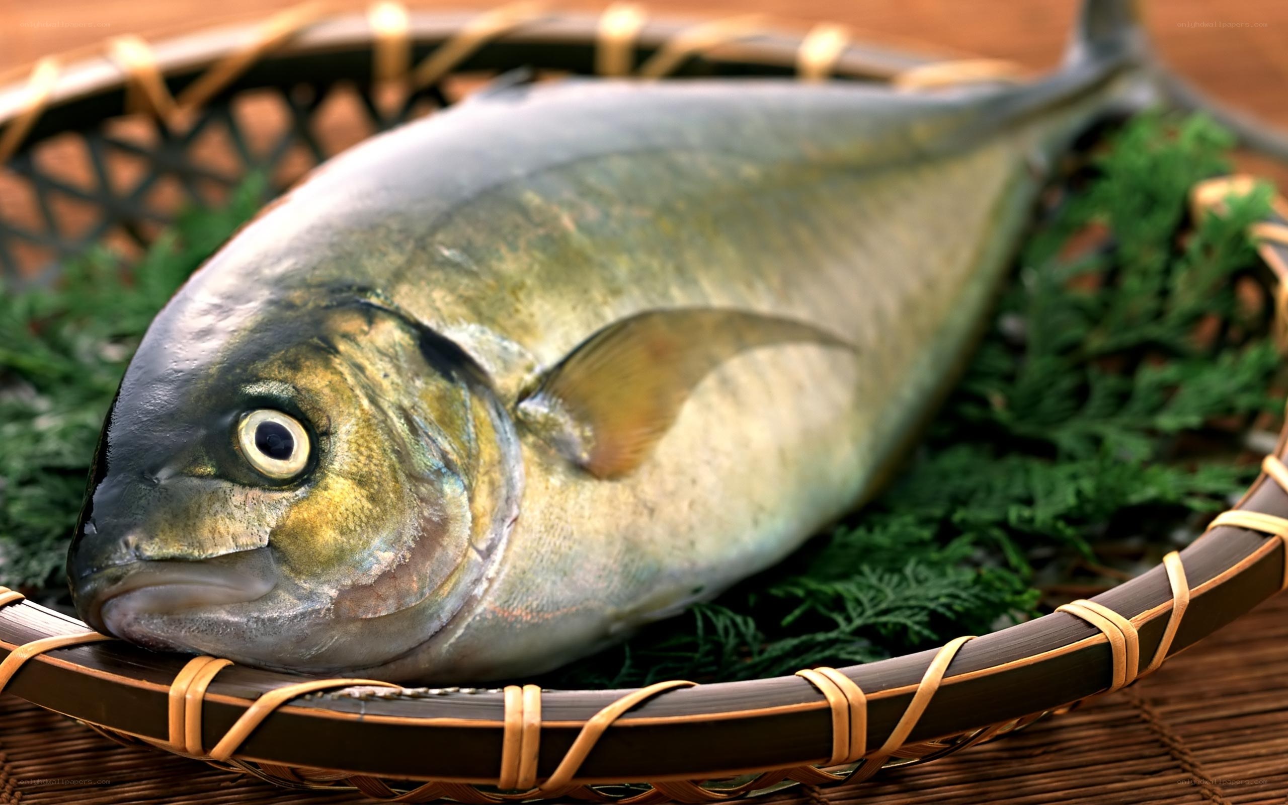 Fresh fish in a bamboo basket
