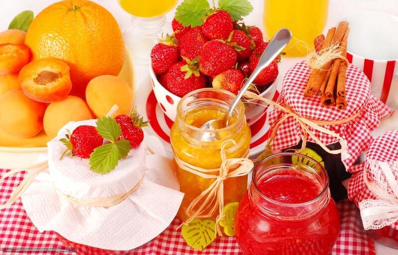 Fresh fruit and jam display