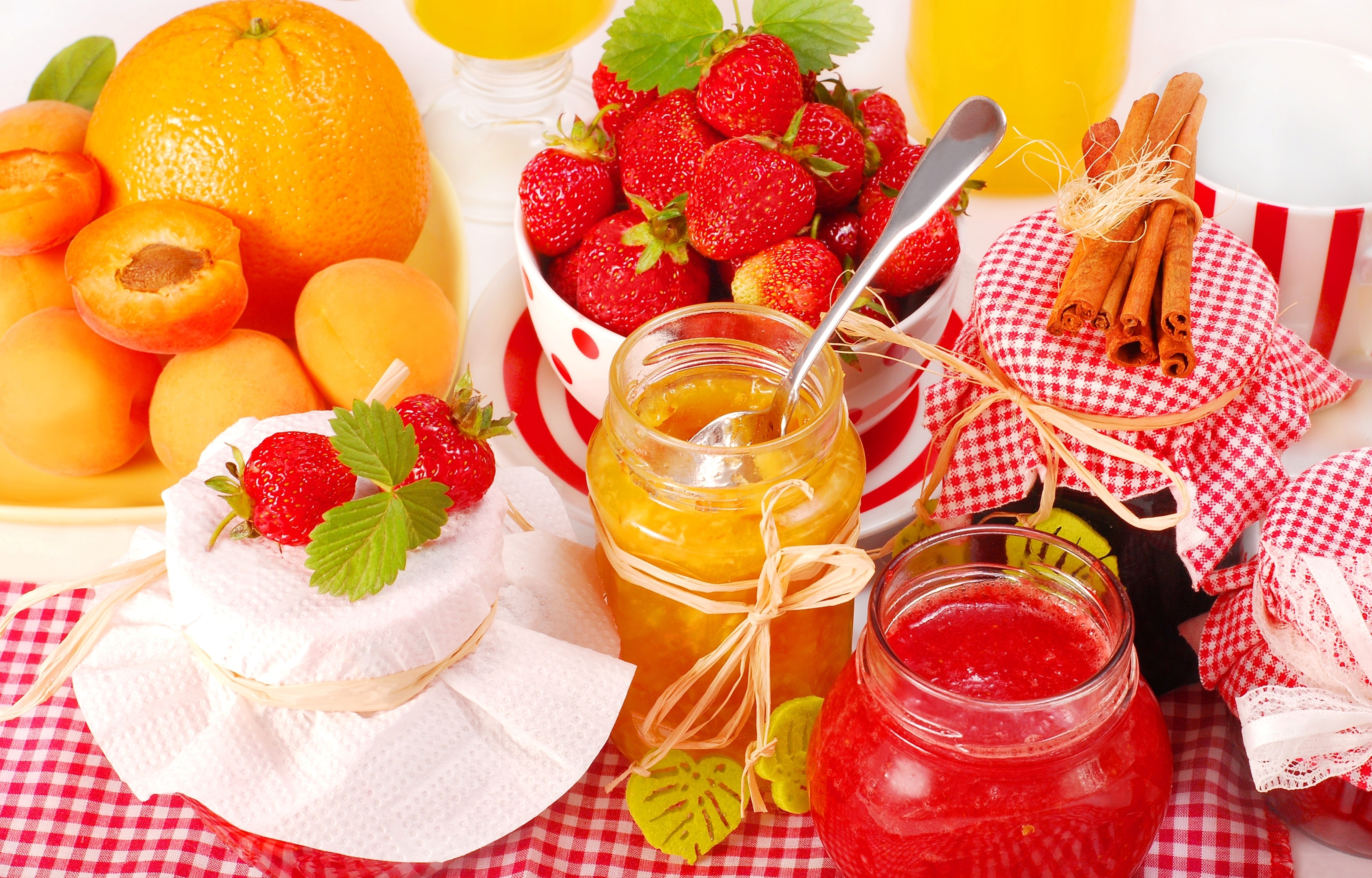 Fresh fruit and jams display