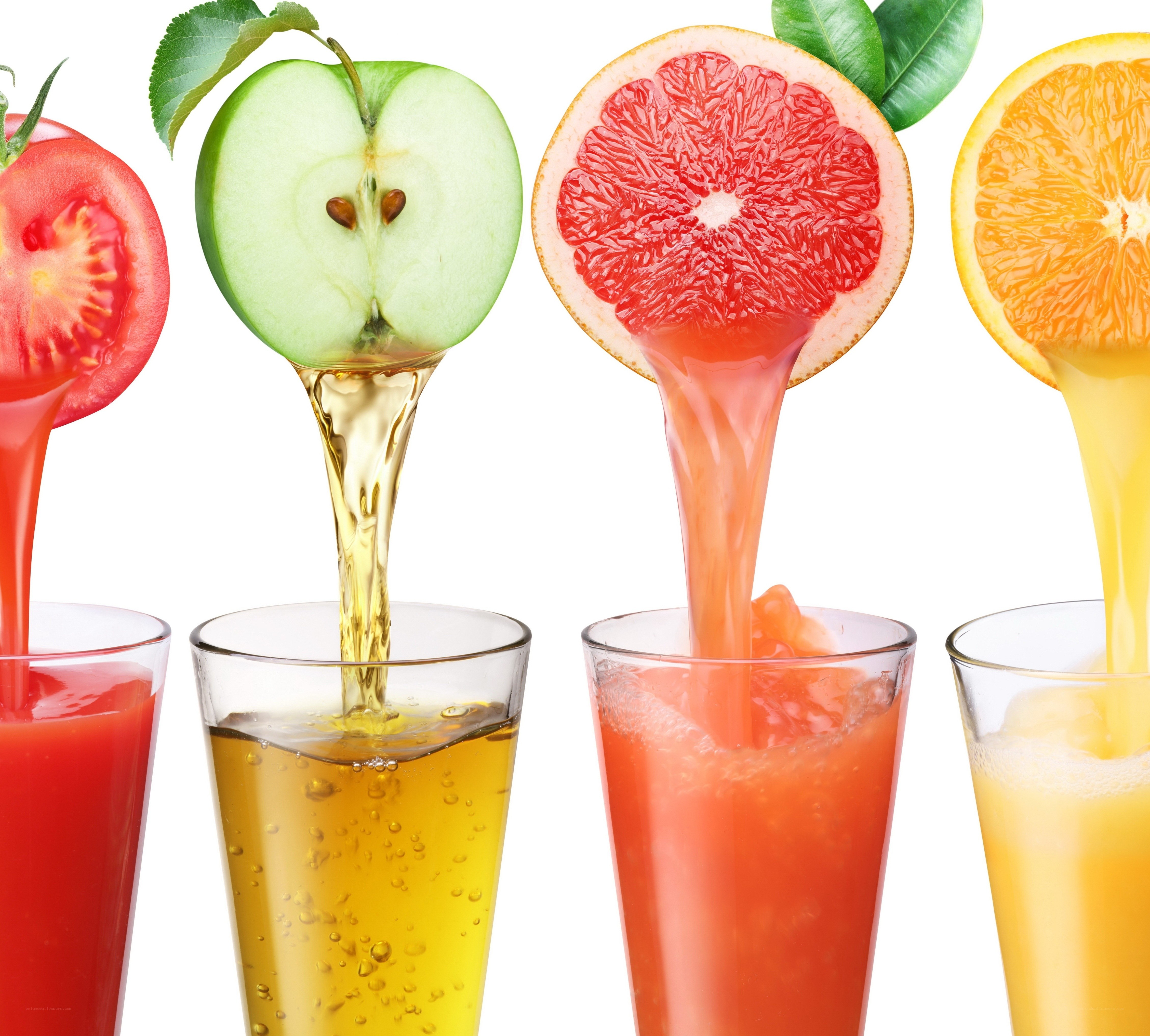 Fresh fruit juices pouring