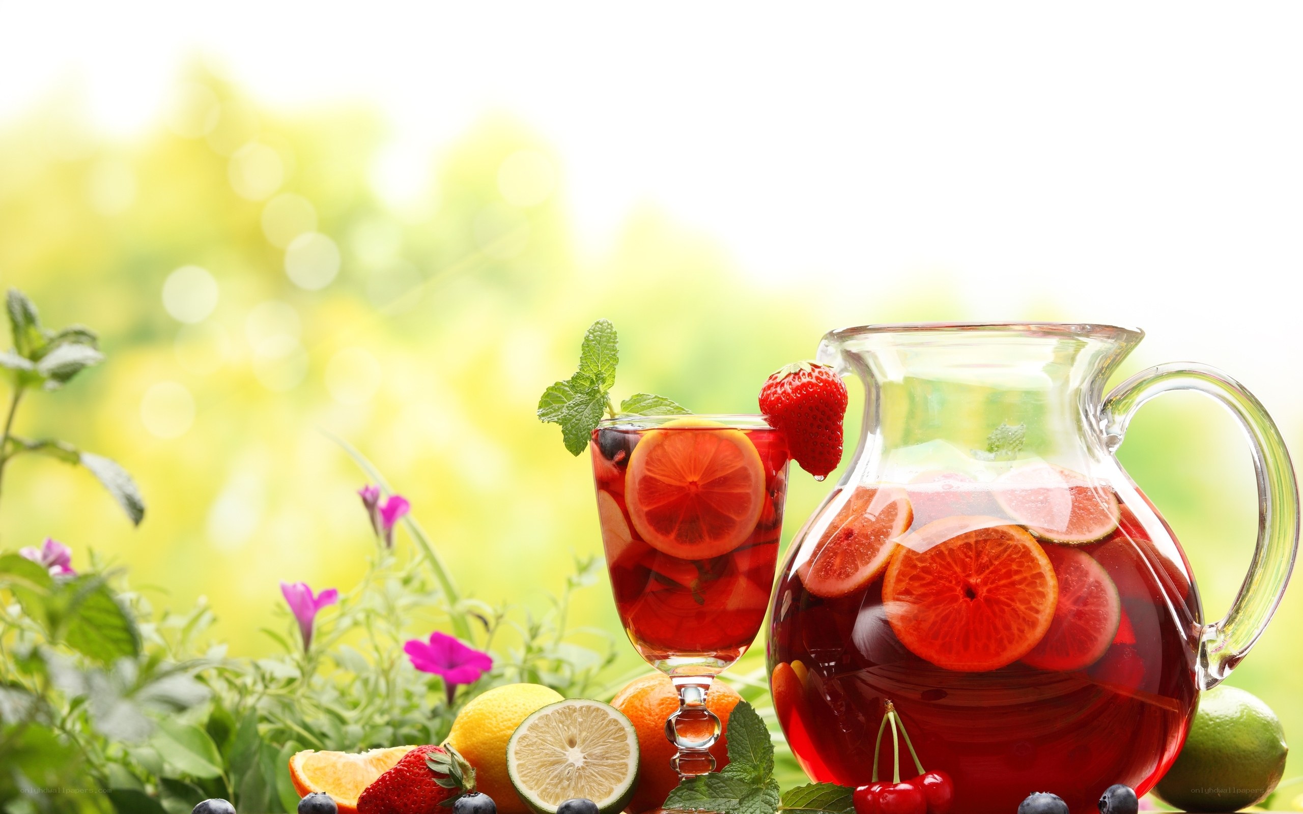 Fresh fruit punch in garden