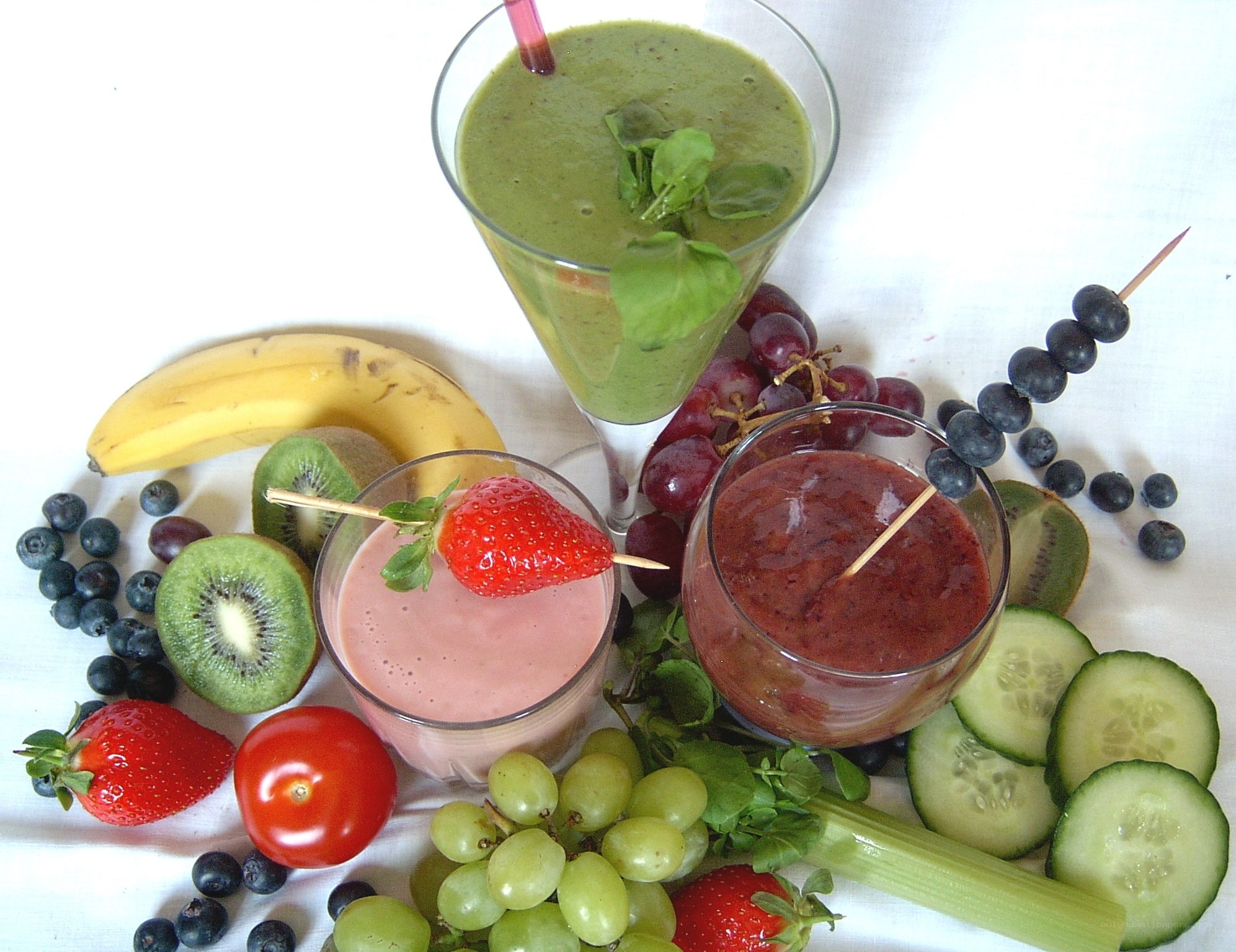 Fresh fruit smoothies with produce